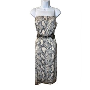 Snakeskin Print Midi‎ Dress
